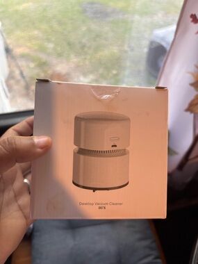 Compact White Desktop Vacuum Cleaner - Portable Dust Remover